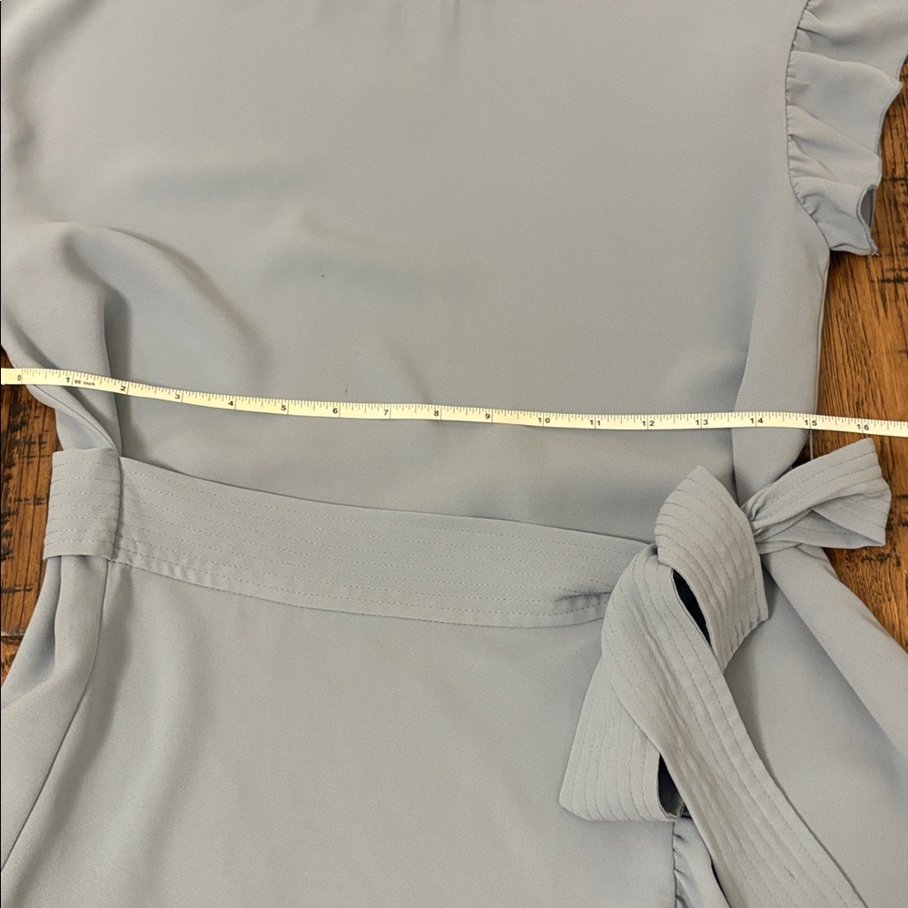 Wilfred Powder Blue Ruffle Wrap Mini Dress - Picture 3 of 10